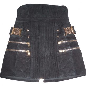 Balmain Black Leather Skirt