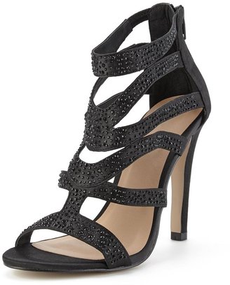 Shoebox Shoe Box Crystal Dressy Cage Heeled Sandals with Jewel Details