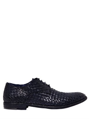 Officine Creative Woven Leather Derby Lace-Up Shoes