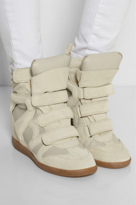 Isabel Marant Burt leather and suede concealed wedge sneakers