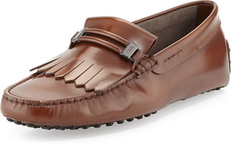 Tod's Fringe Leather Driver, Brown