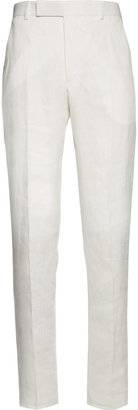 Richard James Off-White Straight-Leg Linen Suit Trousers