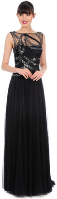 Kay Unger New York Flowing Sequin Gown in Black Multi