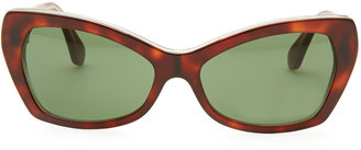 Balenciaga Rectangle Cat-Eye Sunglasses, Havana/Green
