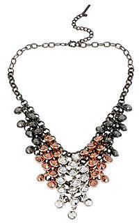 Steve Madden Mixed Metal Tri-Tone Shaky Faceted Bead Bib Necklace