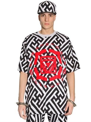 Kokon To Zai Velvet & Printed Cotton Jersey T-Shirt