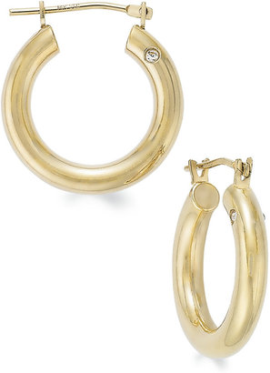 Signature GoldTM Diamond Accent Hoop Earrings in 14k Gold over Resin