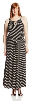 Calvin Klein Women's Plus-Size Striped Handkerchief Dress
