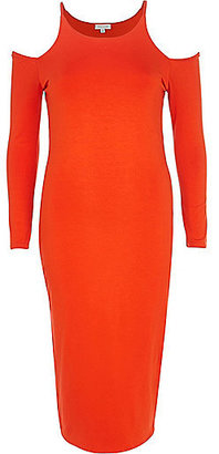 River Island Womens Red cold shoulder bodycon dress