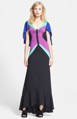 Tracy Reese Stretch Crepe Fit & Flare Maxi Dress