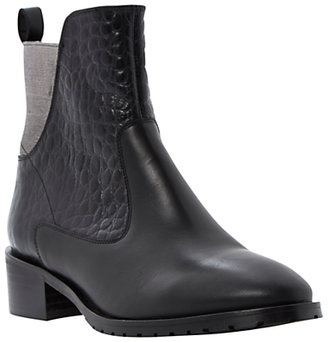 Bertie Price Contrast Leather Ankle Boots, Black