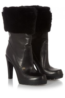Christian Dior Fur Trimmed Leather Boots