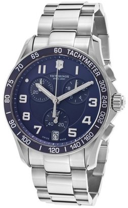 Swiss Army 566 Swiss Army Men's Chrono Silver-Tone Steel Black and Navy Blue Dial