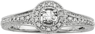 Round-Cut Diamond Halo Engagement Ring in 10k White Gold (1/4 ct. T.W.)