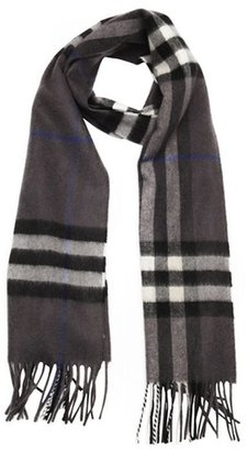 Burberry grey and black check cashmere woven scarf