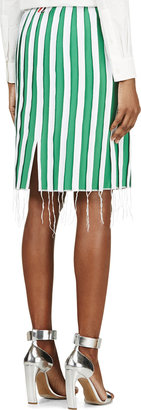 Thom Browne Green Silk Pressed Seam Skirt