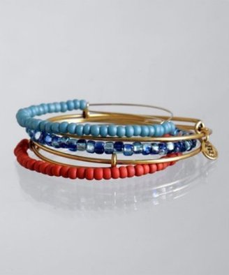 Alex and Ani set of 5 - blue sea beaded expandable wire bangles