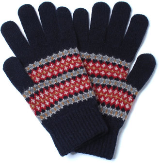 Barbour Navy Dunkeld Fair Isle Woolen Glove