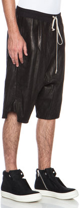 Rick Owens Travel Leather Basket Swinger Pant in Black