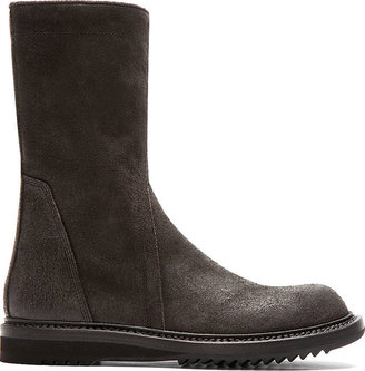 Rick Owens Black Brushed Leather Creeper Boots