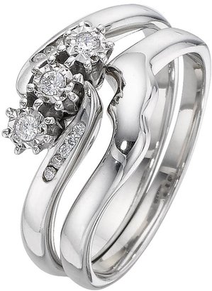 Trilogy Love DIAMOND 9 Carat White Gold 10 Point Illusion Set Diamond Bridal Set