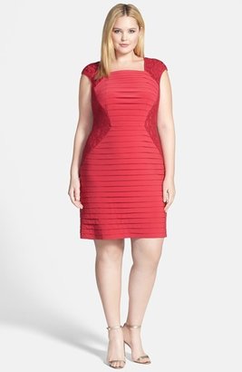 Adrianna Papell Lace Side Banded Sheath Dress (Plus Size)