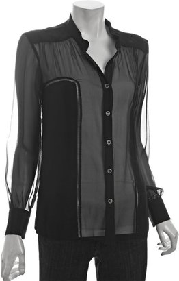 Wyatt black silk 'Payton' peekaboo button front blouse