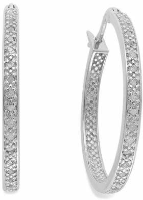 Townsend Victoria Rose-Cut Diamond Hoop Earrings in 18k Gold over Sterling Silver or Sterling Silver (1/4 ct. t.w.), 26.50mm
