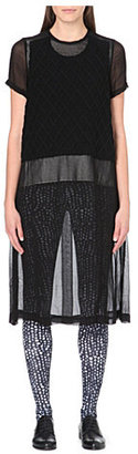 Comme des Garcons Knitted-panel sheer chiffon dress