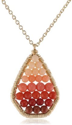 Dana Kellin Sweet and Simple Pentagon Shaped Bubbly Coral Filled Pendant Necklace, 16.62"