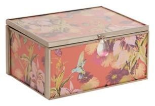 Matthew Williamson Butterfly Home by Designer coral floral glass small jewellery box