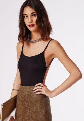Missguided Purdy Backless Crepe Bodysuit Black