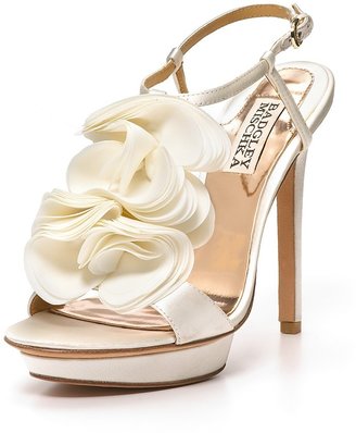 Badgley Mischka Randee" High Heel Ruffle Flower Sandals
