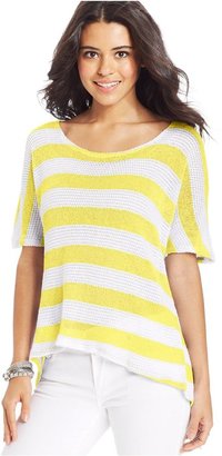 Miss Chievous Miss Chevious Juniors' Striped High-Low Sweater
