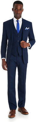 French Connection Slim Fit Bright Blue Textured 3 Piece Suit