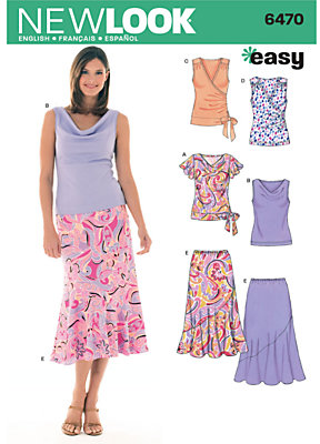 New Look Women's Tops & Skirts Sewing Patterns, 6470