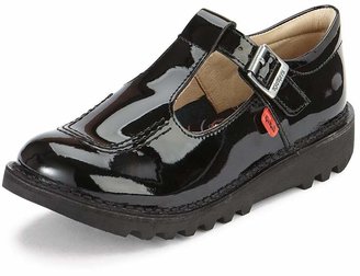 Kickers Girls Kick Patent T-bar School Shoes - Black