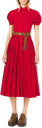 Michael Kors Twist-Sleeve Pleated Dress