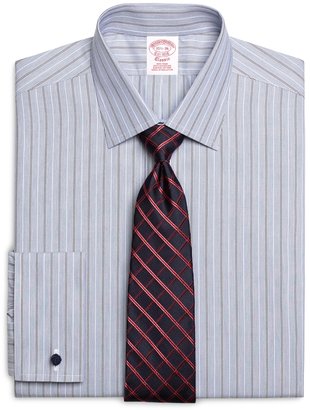 Brooks Brothers Non-Iron Extra-Slim Fit Alternating Double Stripe French Cuff Dress Shirt