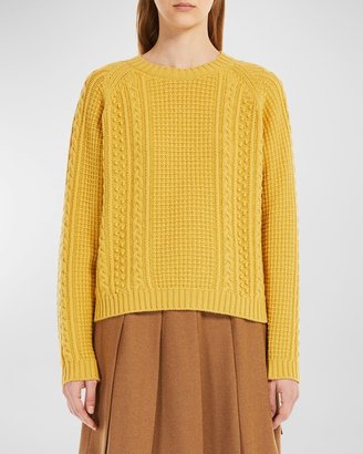 Weekend Max Mara Crewneck Cable-Knit Wool Sweater