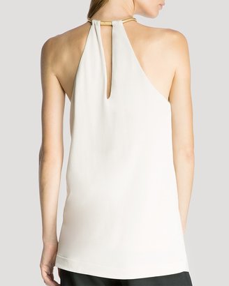 Halston Top - Sleeveless Ruched Neck