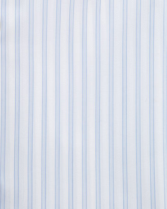 Stefano Ricci Striped Contrast-Collar Dress Shirt, Blue