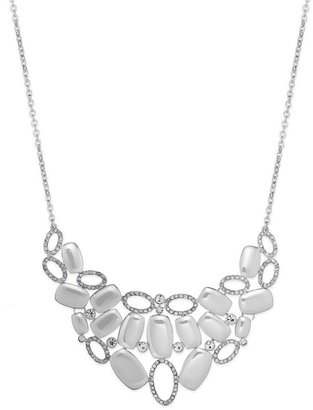 Alfani Silver-Tone Glass Stone Polished Bib Necklace