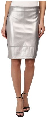 Karen Kane Silver Faux Leather Skirt