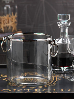 Silver Rimmed Glass Ice Bucket