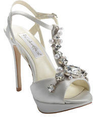 Coloriffics Crystal by Light Ivory Satin Rhinestone and Pearls Bridal Shoes