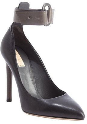 Reed Krakoff black and cold grey leather anklestrap pumps