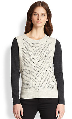 Rebecca Taylor Tiger Studded Wool & Cashmere-Blend Sweater