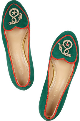 Charlotte Olympia Year of the Snake suede slippers