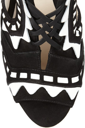 Webster Sophia Riko cutout patent-leather and suede sandals